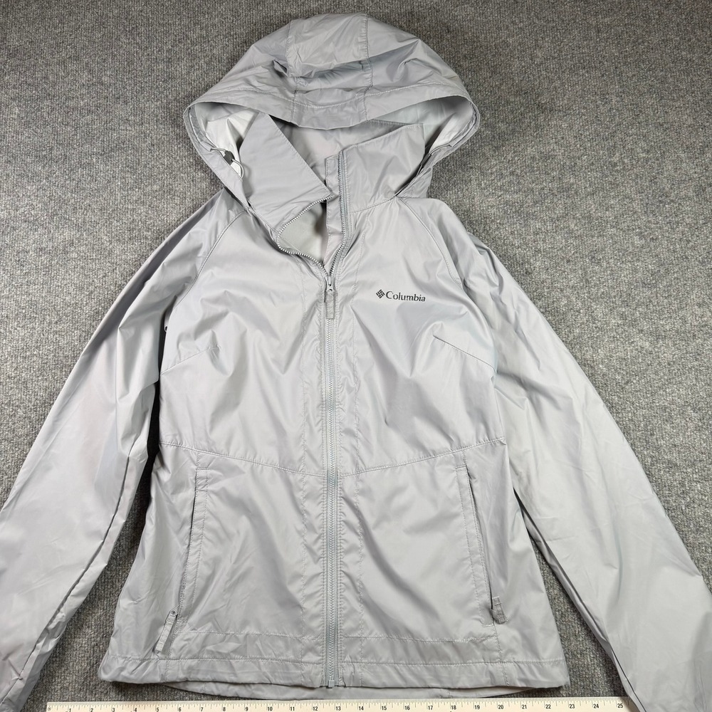 Columbia Rain Jacket Womens Small Grey Switchback III Hooded Full Zip Shell